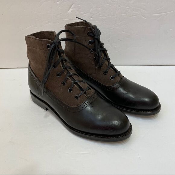 WOLVERINE MARCELLE 1000 MILE BOOTS IN‎ BLACK AND BROWN LEATHER - Picture 1 of 9